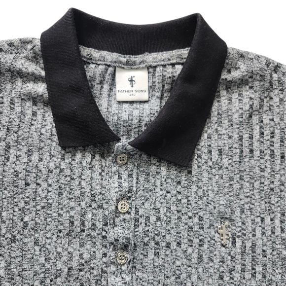 Father Sons Ribbed Gray And Black Polo - Picture 3 of 5